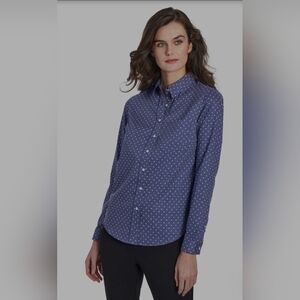 JONES NEW YORK WOMEN'S BLUE PATTERNED BUTRON  DOWN SHIRT ♡